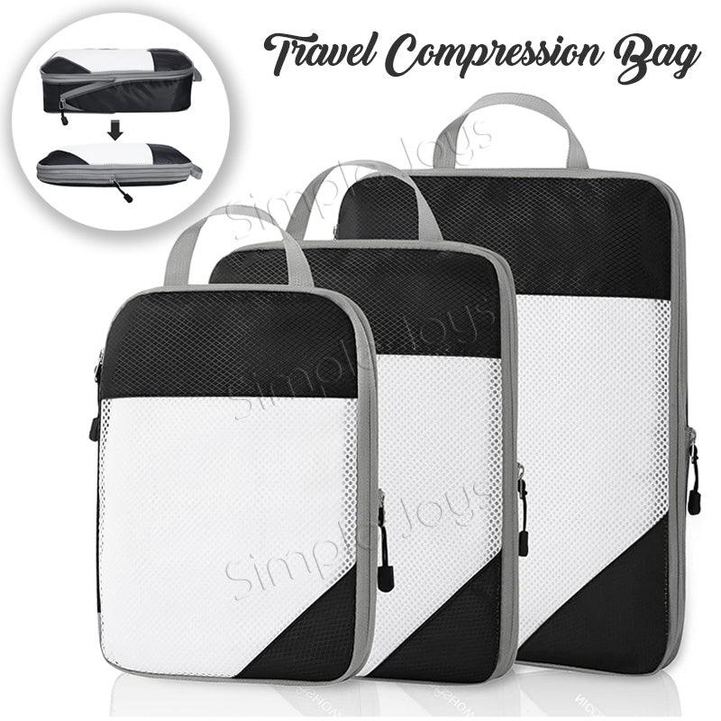 Compression Packing Cube Bags for Travel 3 pcs Set Space Saving Luggag Simple Joys