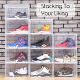 Stackable Solid Clear Shoe Box Storage Container Organizer