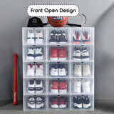 Stackable Solid Clear Shoe Box Storage Container Organizer