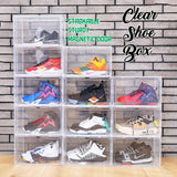 Stackable Solid Clear Shoe Box Storage Container Organizer