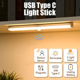 (2pcs Bundle) Motion Sensor LED Light Stick With USB Type C Charging Port