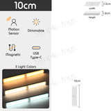(2pcs Bundle) Motion Sensor LED Light Stick With USB Type C Charging Port