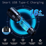 High Power Laser LED Flashlight Torch Light 500m Range With Built-in Power Bank & Smart Digital Display