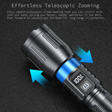 High Power Laser LED Flashlight Torch Light 500m Range With Built-in Power Bank & Smart Digital Display