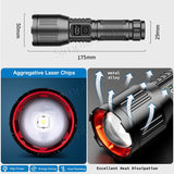 High Power Laser LED Flashlight Torch Light 500m Range With Built-in Power Bank & Smart Digital Display