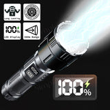 High Power Laser LED Flashlight Torch Light 500m Range With Built-in Power Bank & Smart Digital Display