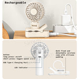 Portable Clip Fan 360Β° Adjustable USB Type-C Rechargeable Umbrella/Backpack Fan