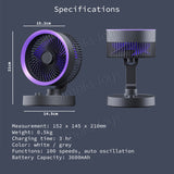 100 Speed Auto Oscillation Desktop Fan High Battery Capacity Table USB Fan