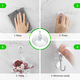 Suction Cup Hooks Clear PVC Suction Cups with Metal Hooks For Kitchen Or Bathroom
