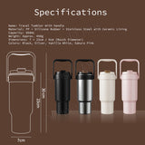 Ceramic Thermal Tumbler With Handle Water Bottle That Fits Most Cup Holder