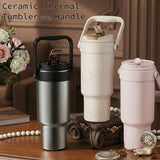 Ceramic Thermal Tumbler With Handle Water Bottle That Fits Most Cup Holder