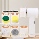 Electric Spinning Cleaning Brush with 5 Interchangeable Heads – Rechargeable Waterproof Multi-Surface Scrubber for Home & Kitchen