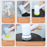Electric Spinning Cleaning Brush with 5 Interchangeable Heads – Rechargeable Waterproof Multi-Surface Scrubber for Home & Kitchen
