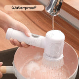 Electric Spinning Cleaning Brush with 5 Interchangeable Heads – Rechargeable Waterproof Multi-Surface Scrubber for Home & Kitchen
