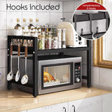 Microwave Rack With Adjustable Length and Height Kitchen Storage Oven Shelf