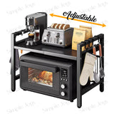 Microwave Rack With Adjustable Length and Height Kitchen Storage Oven Shelf