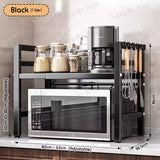 Microwave Rack With Adjustable Length and Height Kitchen Storage Oven Shelf