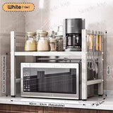 Microwave Rack With Adjustable Length and Height Kitchen Storage Oven Shelf