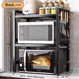 Microwave Rack With Adjustable Length and Height Kitchen Storage Oven Shelf