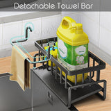 Sponge Holder For Kitchen Sink With Towel Hanger Bar Detergent Rack