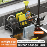 Sponge Holder For Kitchen Sink With Towel Hanger Bar Detergent Rack