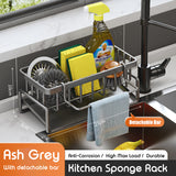 Sponge Holder For Kitchen Sink With Towel Hanger Bar Detergent Rack