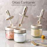 Condiment Container Glass Spice Seasoning Jars with Retractable Spoon