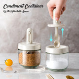 Condiment Container Glass Spice Seasoning Jars with Retractable Spoon