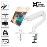 Single LCD Monitor Mount Stand - Articulating Gas Spring Monitor Arm - Adjustable Desk Mount 360 Rotation