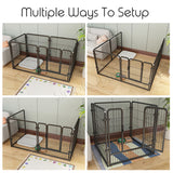 Cat Dog Pet Playpen Metal Fence With Auto Lock Doors For Small/Medium Dogs