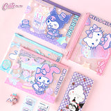 Licensed Sanrio Zip Bag Organizer Mesh Zipper Pouch File Folder A4, A5 Size