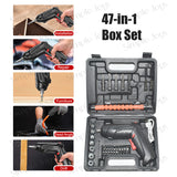 Cordless Electric Screwdriver 3.6V Rechargeable Power Drill with 47pcs Accessories Set