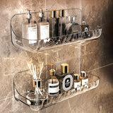 Clear Ripple Toilet Shelf Bathroom Storage Rack Kitchen Organizer Tray Adhesive Mounted No-Drill Required