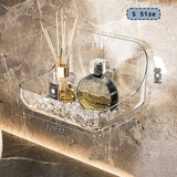 Clear Ripple Toilet Shelf Bathroom Storage Rack Kitchen Organizer Tray Adhesive Mounted No-Drill Required
