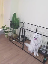 Cat Dog Pet Playpen Metal Fence With Auto Lock Doors For Small/Medium Dogs