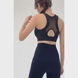 (2pcs) Breathable Mesh Back Racerback Sports Bra Medium Support & Comfort