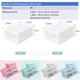 Pack of 6 DIY Stackable Shoe Box Case With Clear Flip Cover Organizer Storage Rack Transparent