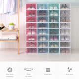 Pack of 6 DIY Stackable Shoe Box Case With Clear Flip Cover Organizer Storage Rack Transparent