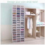 Pack of 6 DIY Stackable Shoe Box Case With Clear Flip Cover Organizer Storage Rack Transparent