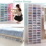 Pack of 6 DIY Stackable Shoe Box Case With Clear Flip Cover Organizer Storage Rack Transparent