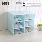 Pack of 6 DIY Stackable Shoe Box Case With Clear Flip Cover Organizer Storage Rack Transparent