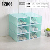 Pack of 6 DIY Stackable Shoe Box Case With Clear Flip Cover Organizer Storage Rack Transparent