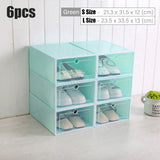 Pack of 6 DIY Stackable Shoe Box Case With Clear Flip Cover Organizer Storage Rack Transparent