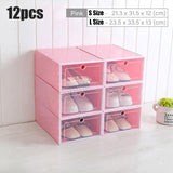 Pack of 6 DIY Stackable Shoe Box Case With Clear Flip Cover Organizer Storage Rack Transparent
