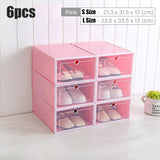 Pack of 6 DIY Stackable Shoe Box Case With Clear Flip Cover Organizer Storage Rack Transparent
