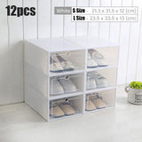 Pack of 6 DIY Stackable Shoe Box Case With Clear Flip Cover Organizer Storage Rack Transparent