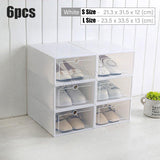 Pack of 6 DIY Stackable Shoe Box Case With Clear Flip Cover Organizer Storage Rack Transparent