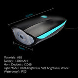 Bicycle Light Front With Horn Rechargeable By USB