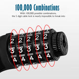 Bicycle Lock Coiling Cable Bike Lock With 5 Digit Password