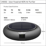 Solar Powered Air Purifier With HEPA Filter For Car / Small Room